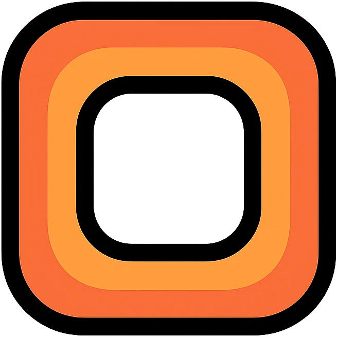 stylized icon of a square with rounded corners, white core, flowing ombre gradient outward to black, black border effect without visible outline, no text emoji