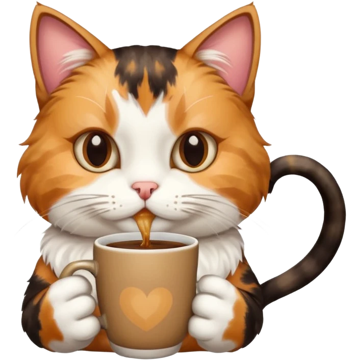 Cat whit drink coffee  emoji