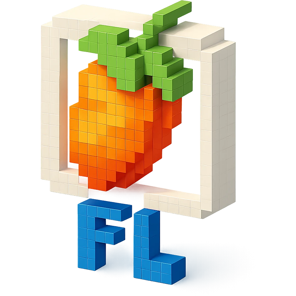 FL Studio logo, voxel style emoji