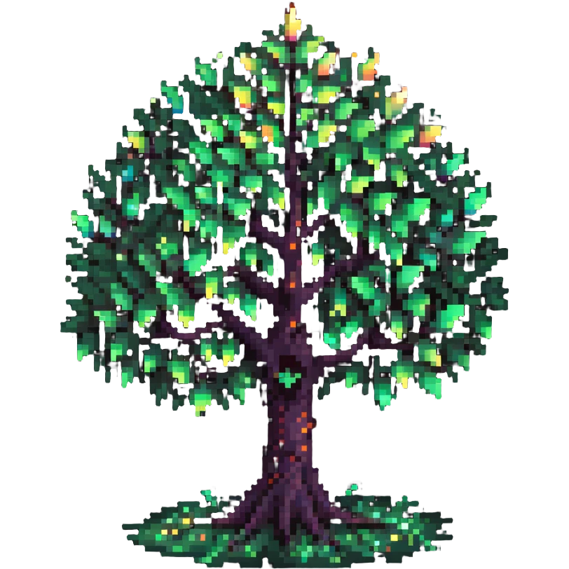 mystical tree with sparkling leaves and glowing magical aura emoji