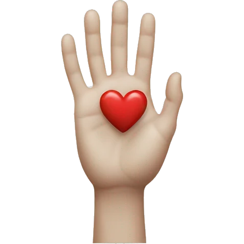 Heart white with hand god emoji