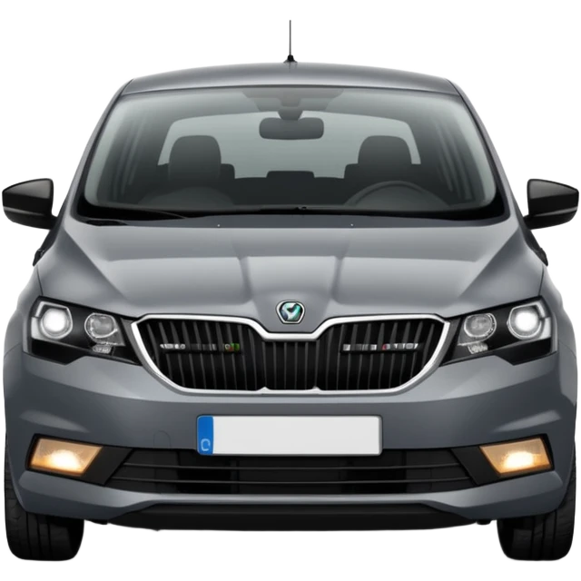 Dark grey Skoda Rapid 2018 spaceback from the front emoji