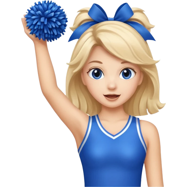 football cheerleader, holding a cheering pom, blue emoji