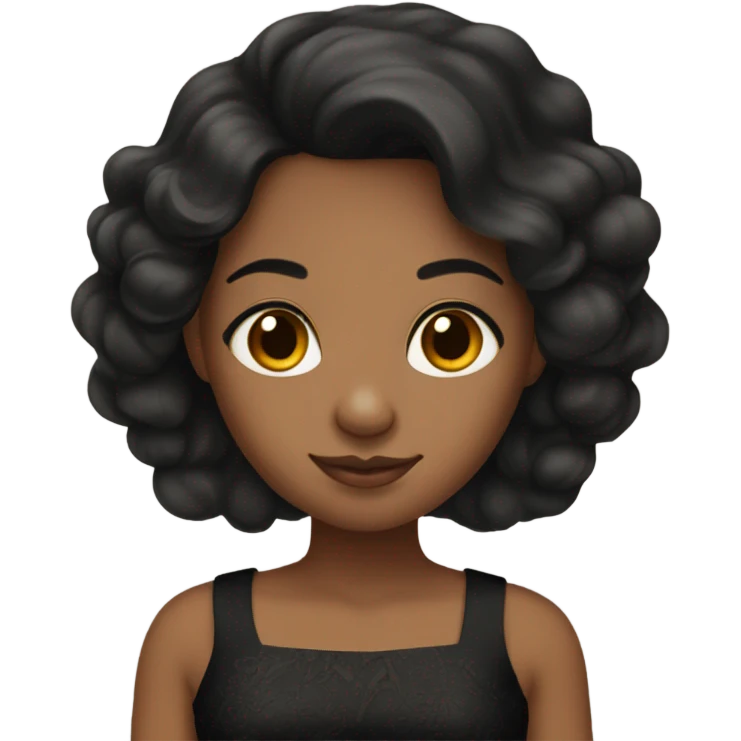brown girl with long black hair and pretty dress emoji