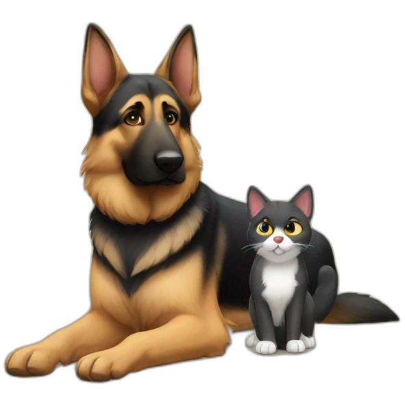German Shepherd friends with a female cat emoji