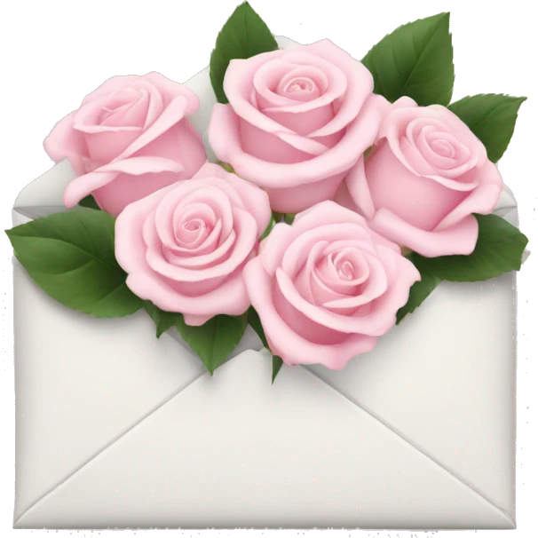 White envelope with light pink roses emoji