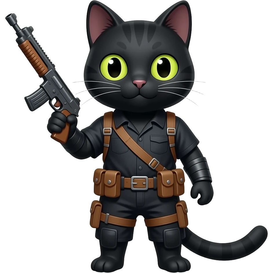 ΜΙΑ ΜΑΥΡΗ ΓΑΤΑ ΠΟΥ ΚΡΑΤΑΕΙ ΕΝΑ ΟΠΛΟ emoji