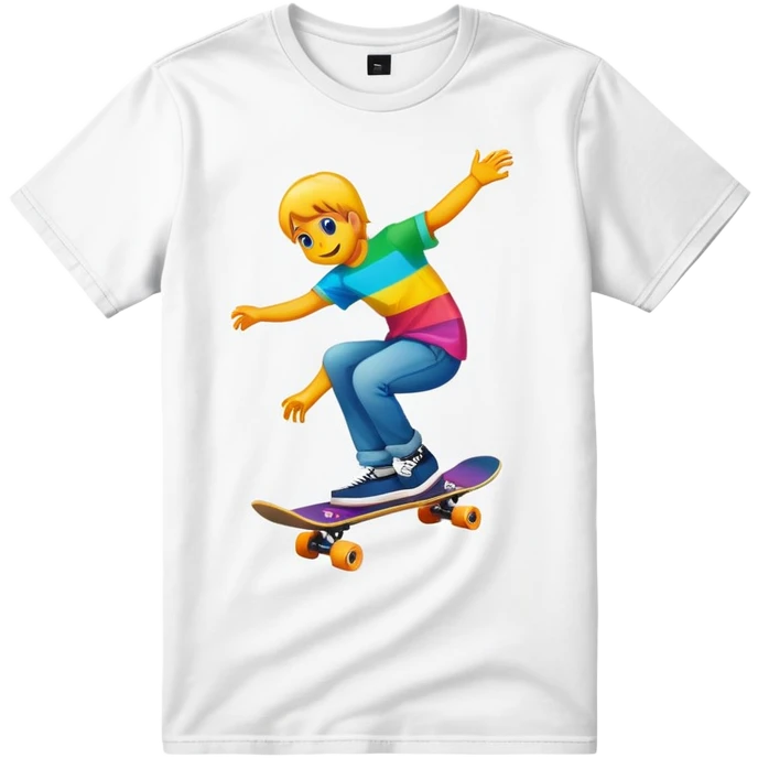 graphic tee shirt with a skateboard design emoji