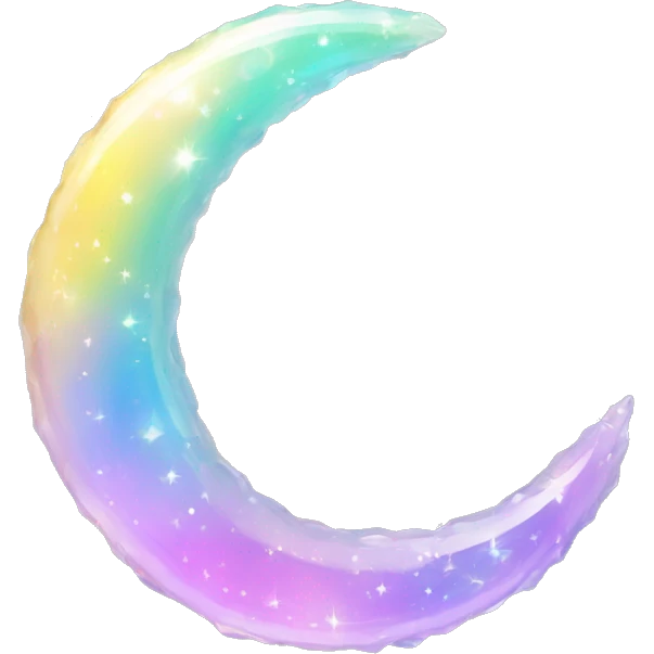 Pastel iridescent rainbow crystal crescent circle emoji