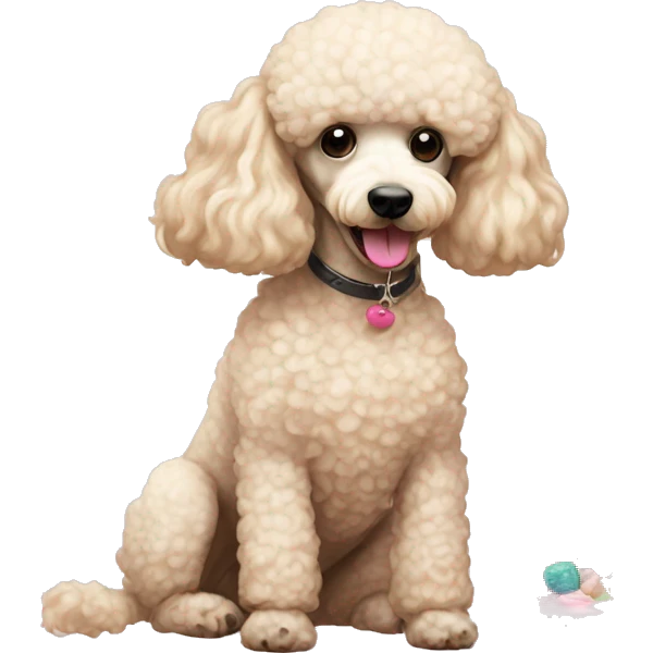 cream mini poodle eating sweets  emoji