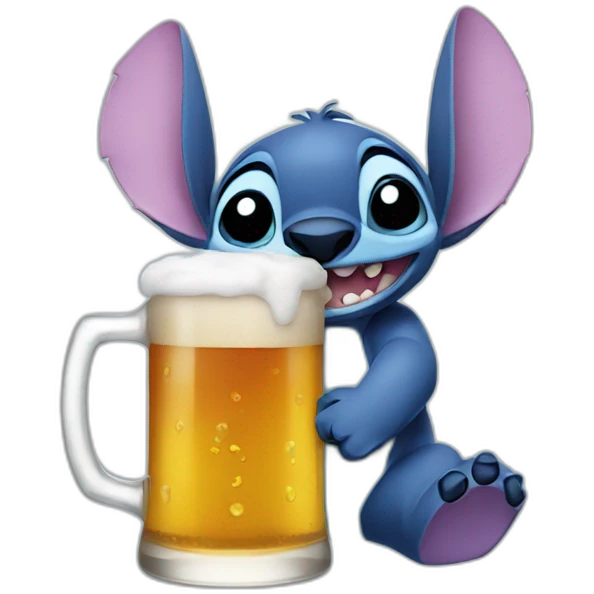 Stitch qui boit une bière emoji