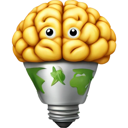  un cerebro, una bombilla y un símbolo de reciclaje,  emoji