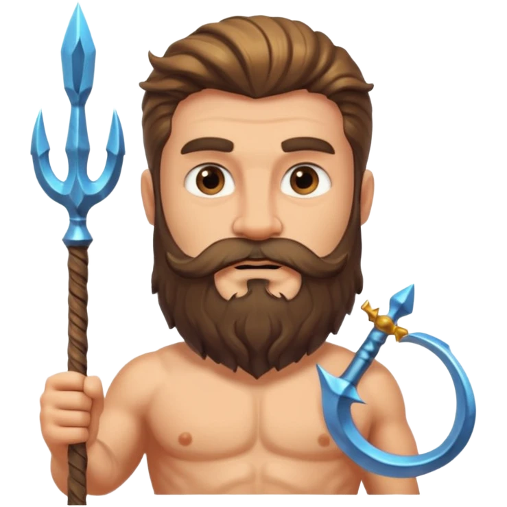 An emoji of the Greek god Poseidon. He is a strong, bearded man with a majestic expression, holding a trident. emoji