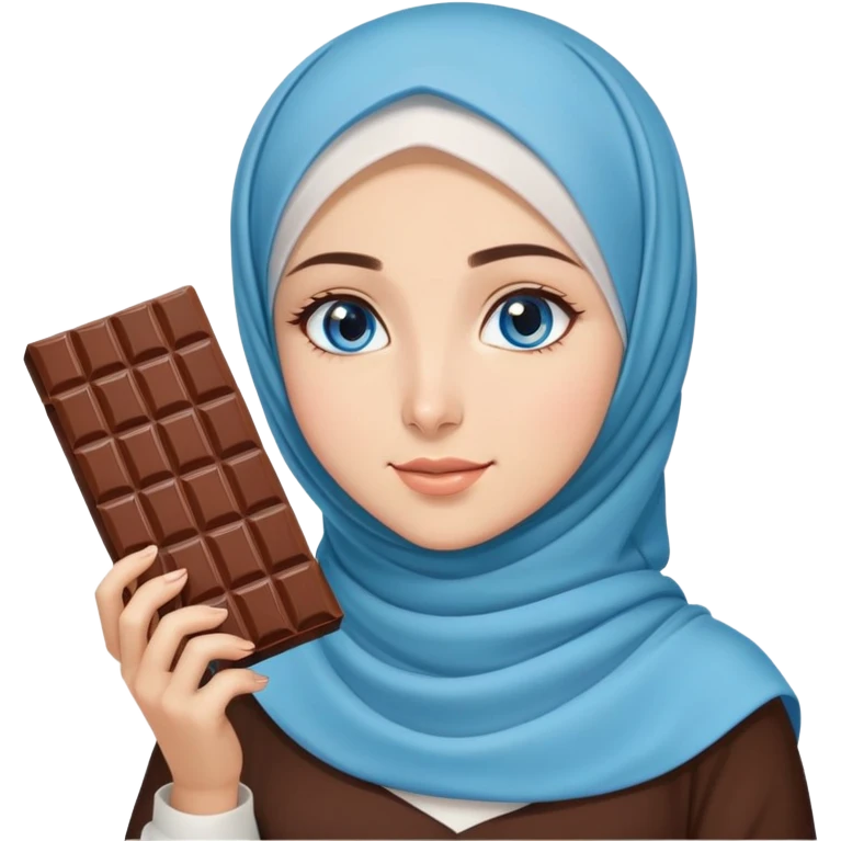 Turkish beautiful finish Konya girl blue eyes with ice cream hijab islamic dress and had on her hand Dubai chocolate  emoji