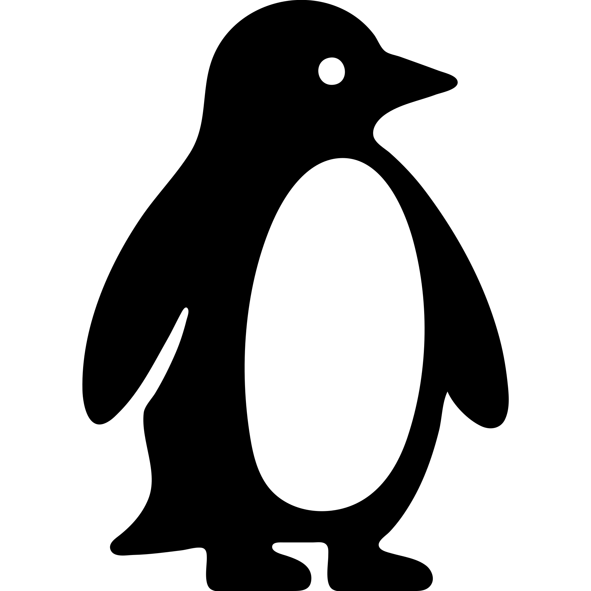 solid black penguin icon, minimal and bold emoji