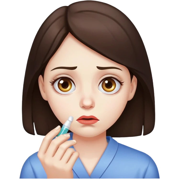 medicine pill eating sad brunette  emoji