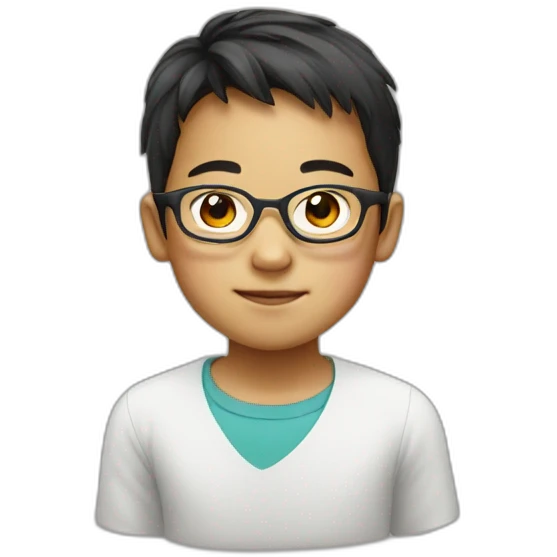 Little chinese peruvian boy with rectangular glasses emoji
