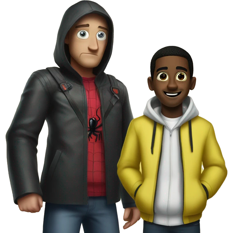 SpongeBob with mini miles morales  emoji