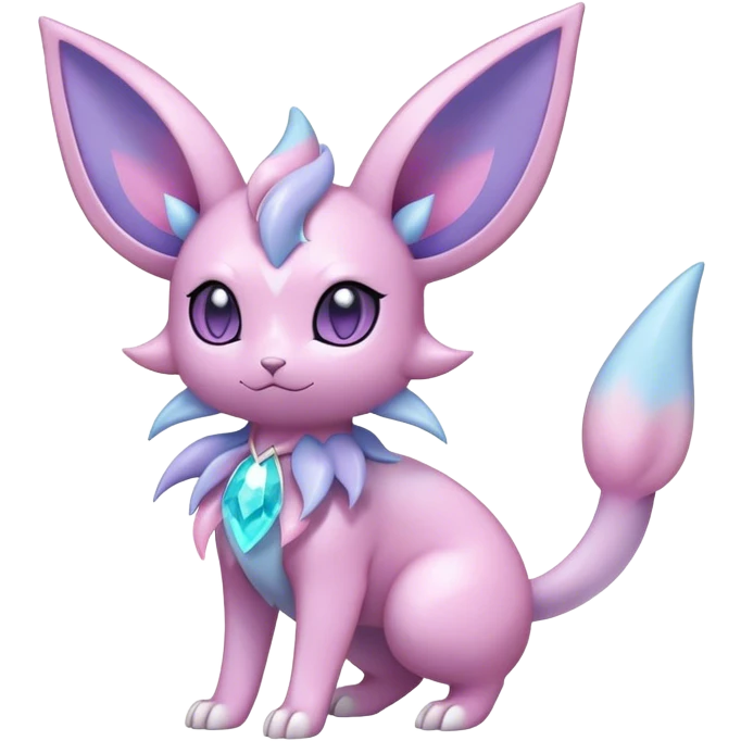 Shiny Cool Sparkly Cute Ethereal Espeon-Sylveon-Nidorino-Fakemon-hybrid-fusion- full body emoji