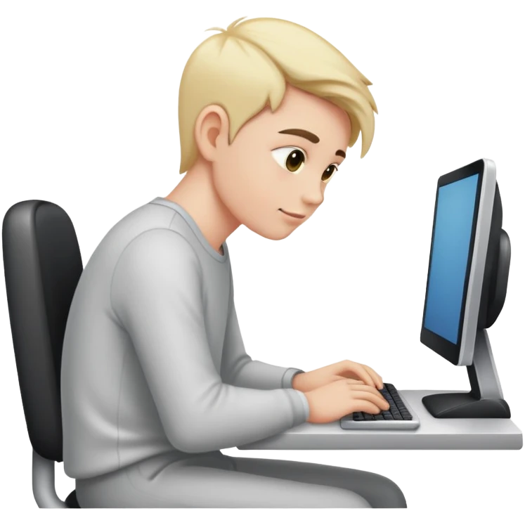 Человек сидит в компьютере  emoji