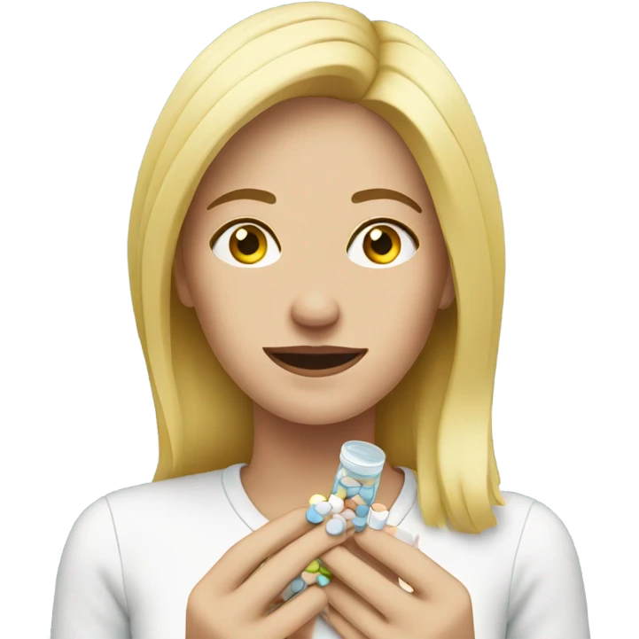 Blond woman taking pills emoji