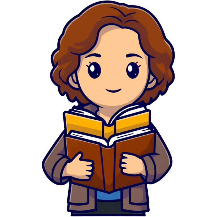 Hermione Granger with stack of books and wand emoji