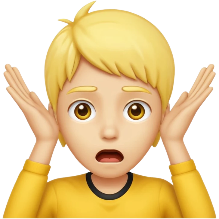 Shocked face hands on head 2d yellow face  emoji