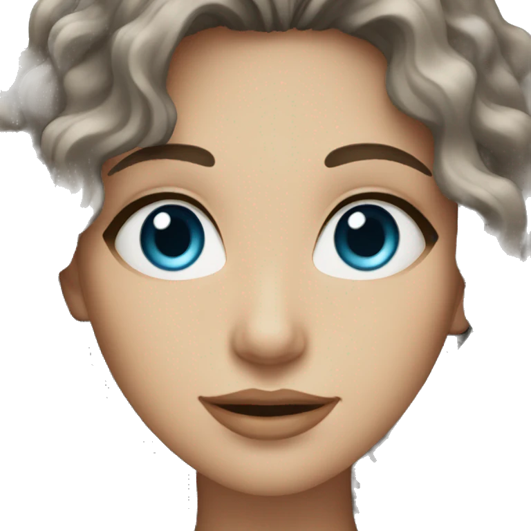 White Women, blue eyes, long dark brown curly hair emoji