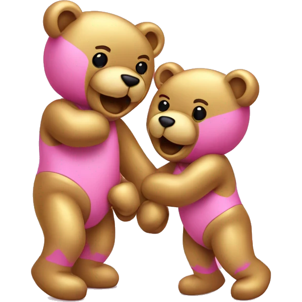 pink and gold teddy bears fighting emoji
