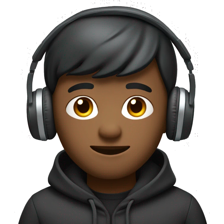one 3d boy characters (like the apple memoji design style) dressed as developers wearing dark hoodies working. Weare a headphone ,One  the laptop is programing, background is transperent emoji