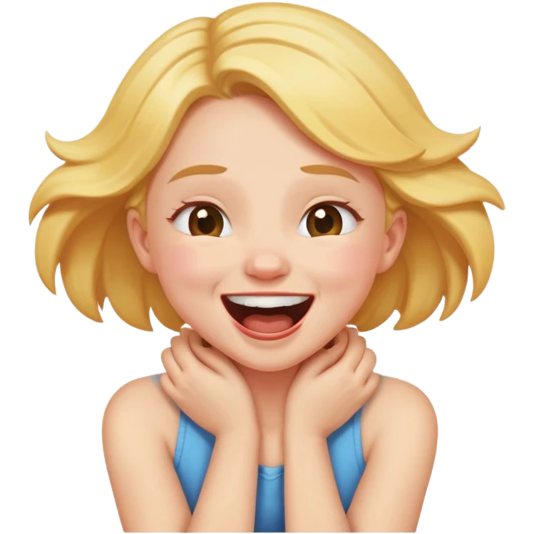 girl choking her neck laughing arms crossed and mouth open emoji