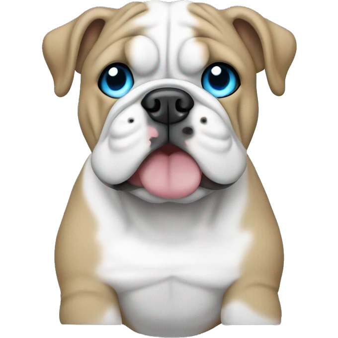 Create a white English bulldog with blue eyes and tees  emoji