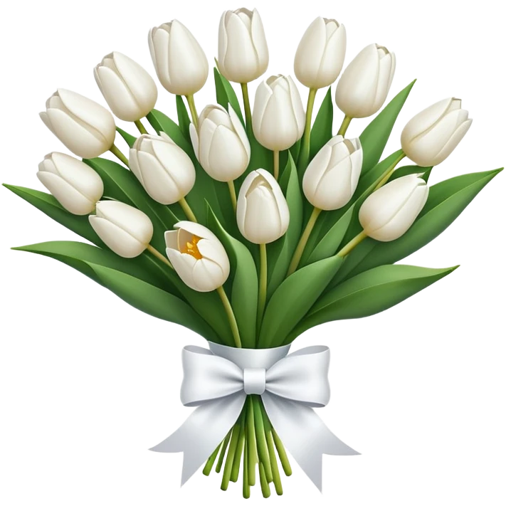 Bouquet of white tulips with a white bow  emoji