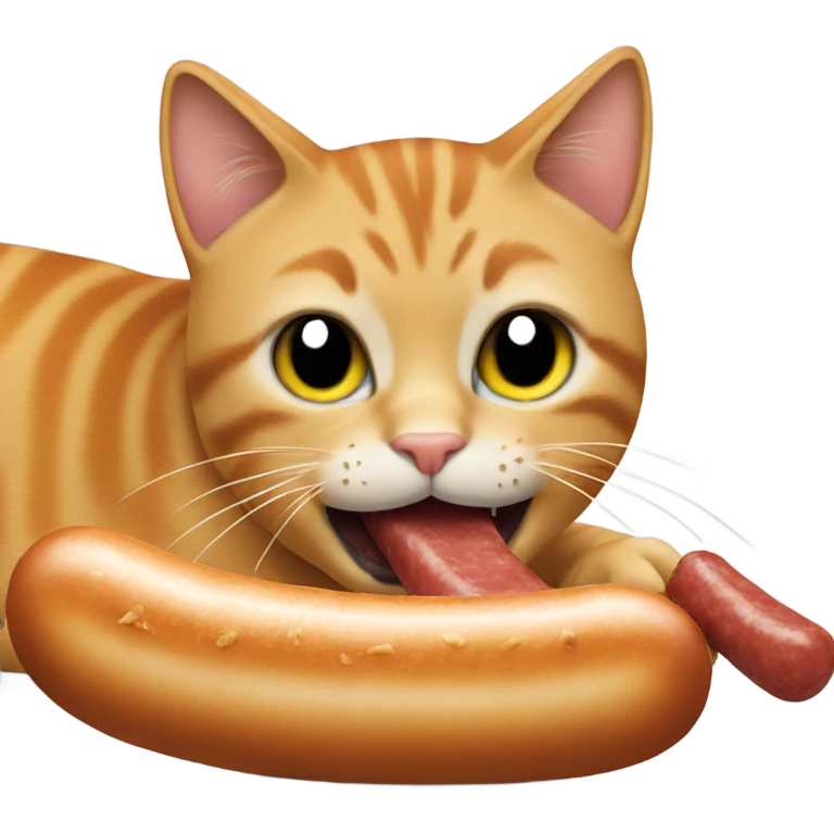 Cat eating a sausage emoji