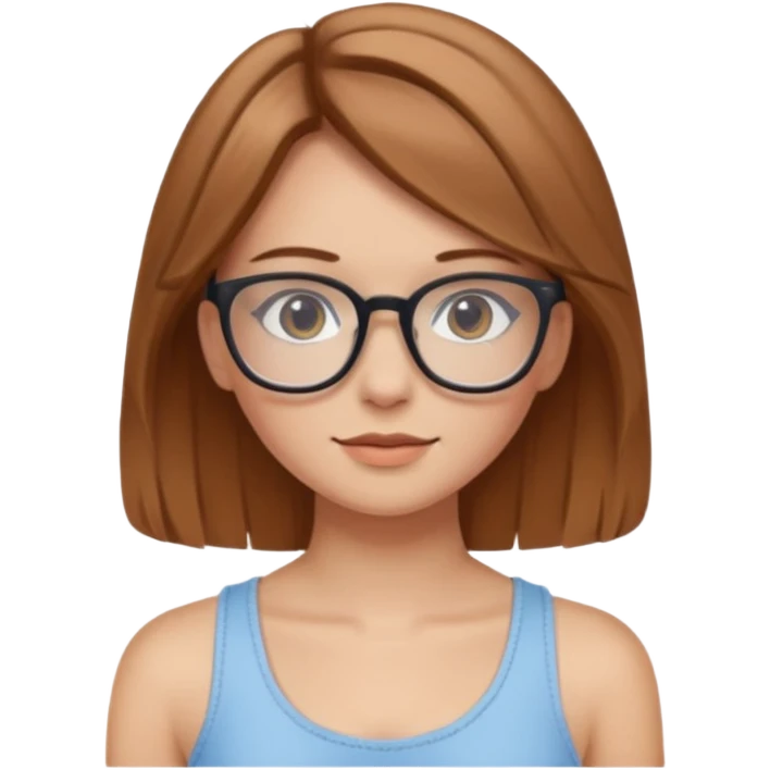 Hafif kumrak saçlı, beyaz tenli, gözlüklü, crop giyinen bir kiz emoji