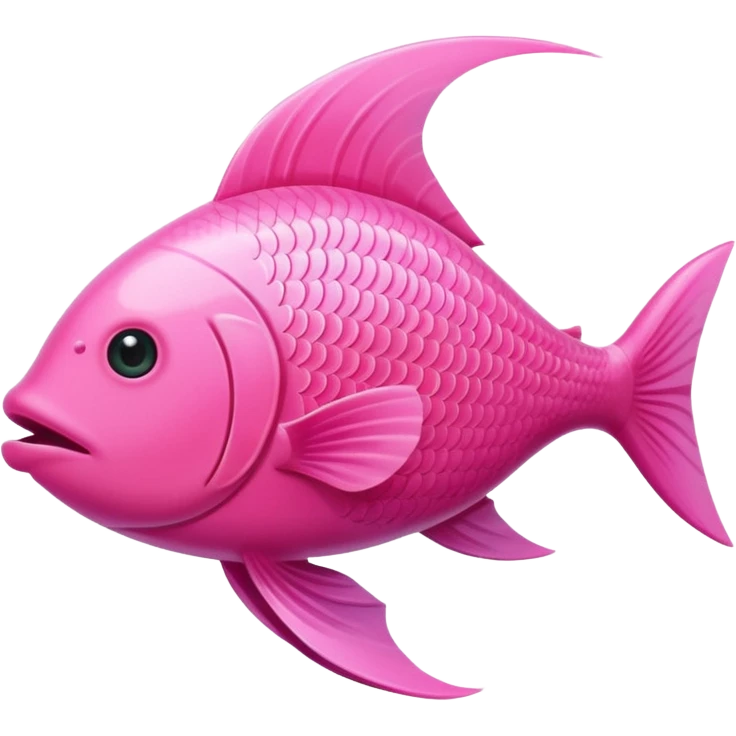 the flat side view of a pink fictional fish with a unique shape emoji