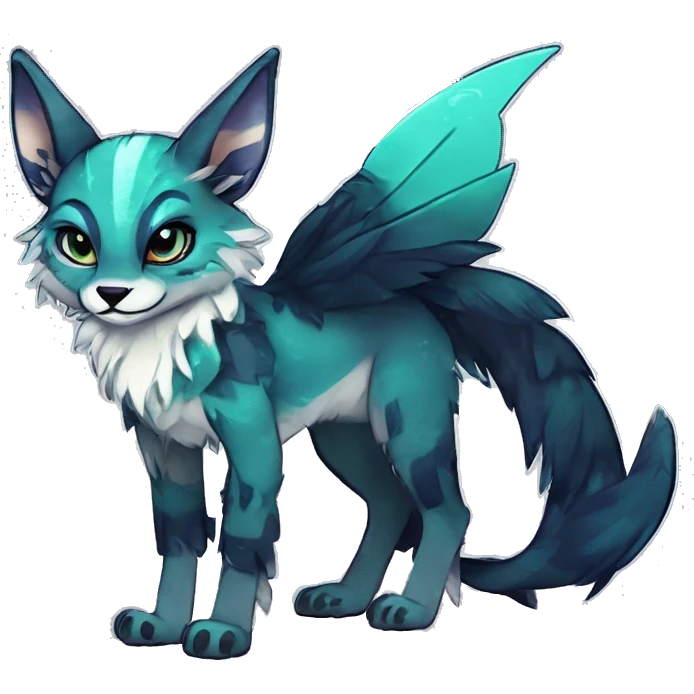 Cool cute Kawaii edgy fantasy shiny animal  fursona Fionbri vernid by griffsnuff & LiLaiRa & Falvie full body emoji