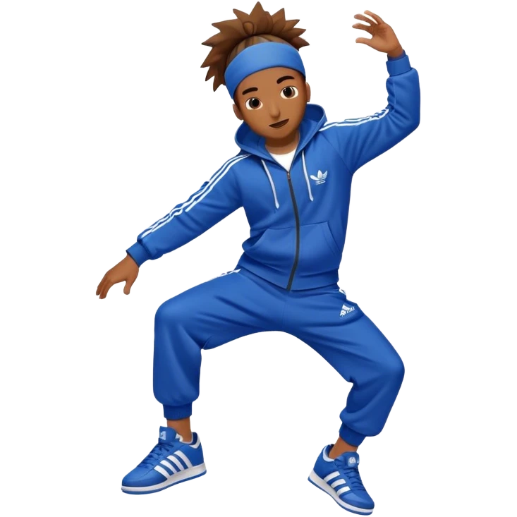 breakdancer spinning on his head wearing adidas shoes and spor suit emoji