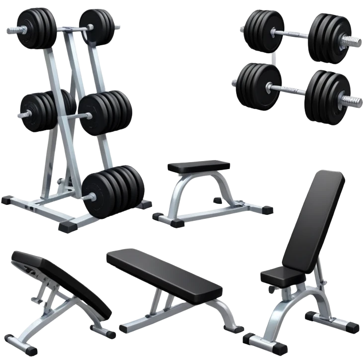 Fitness gym with dumbbells and workout equipment emoji