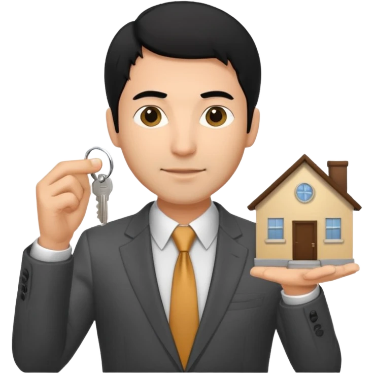 hombre de pelo negro con algo de canas y un poco de baraba comprando  una casa emoji