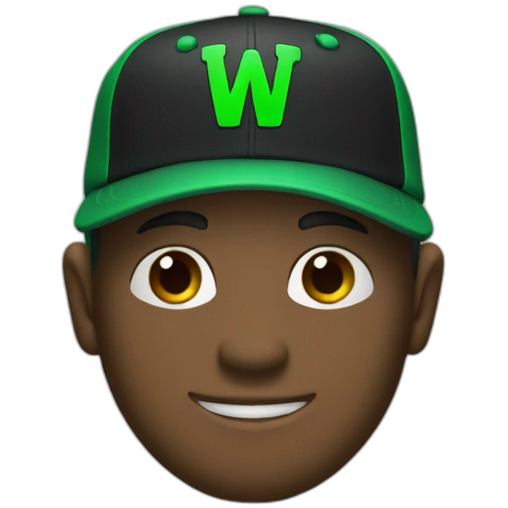 Black baseball hat with a green letter W emoji