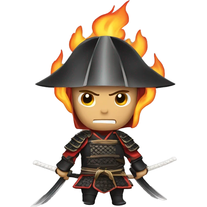  sword samurai with fire emoji