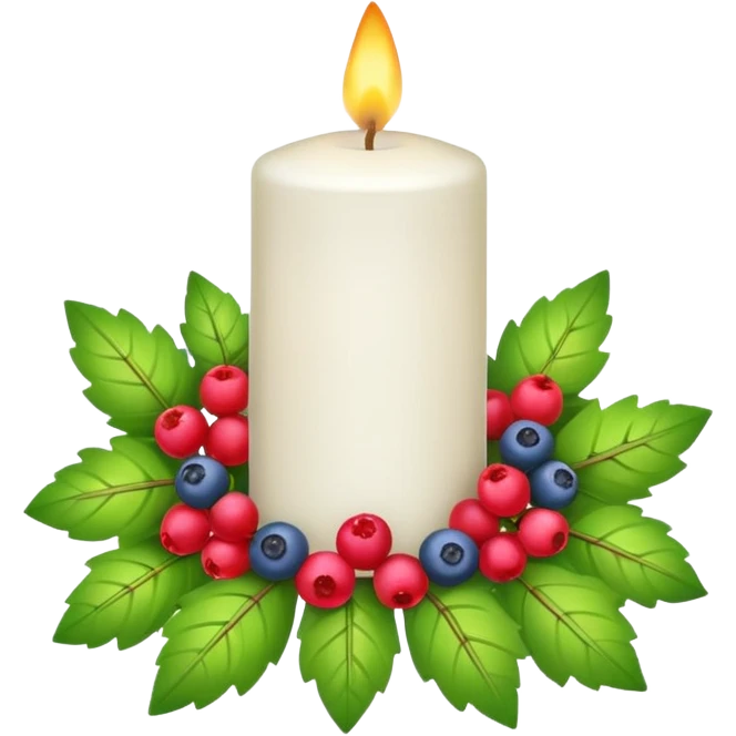 white candle with a colorful garland emoji