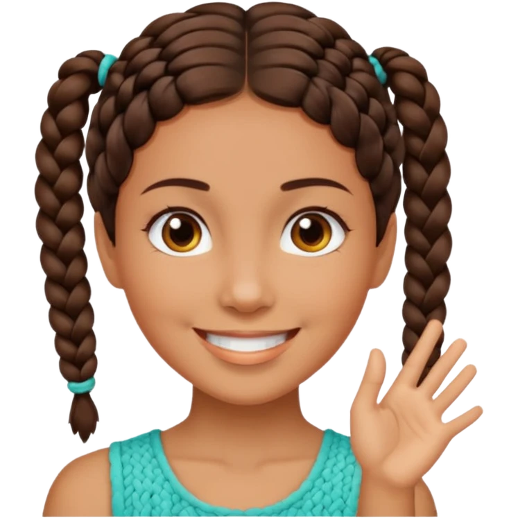 Mujer morena pelo corto con trenza diciendo ok emoji