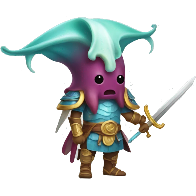 Hispanic warrior squid with sword emoji