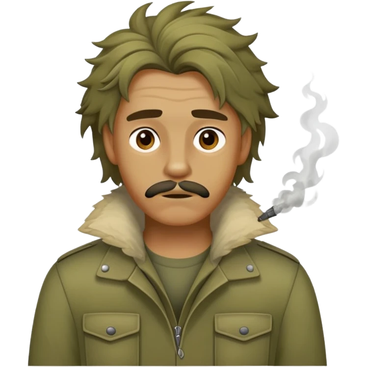 The man is dressed untidily and smells of smoke. His face has rough, almost canine features.*   emoji