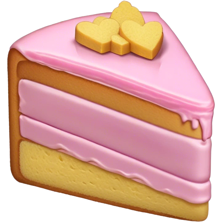 slice of sponge cake, with pink emoji
