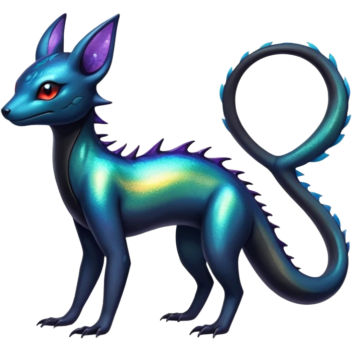 Colorful Iridescent Exotic Salandit-Aurorus-Amaura-Umbreon-Fakémon-hybrid-creature (full body)  emoji