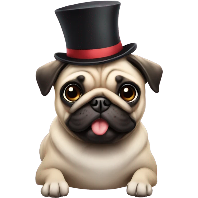 Pug in top hat emoji