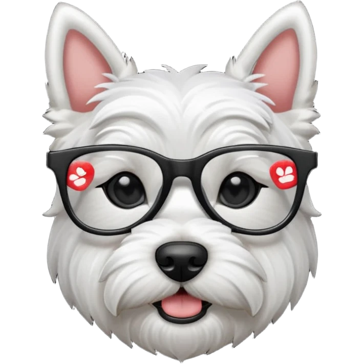 Westie Dog with all black glasses emoji